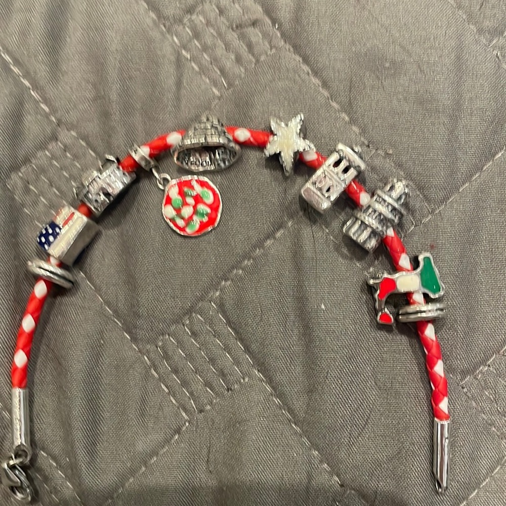 Tedora Italian charm bracelet. Girl’s or Women Silver charms. Lucca Italy-